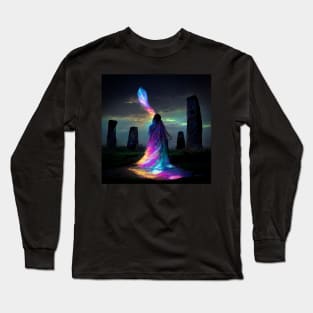 Iridescent energy fairy amongst ancient standing stones 1 Long Sleeve T-Shirt